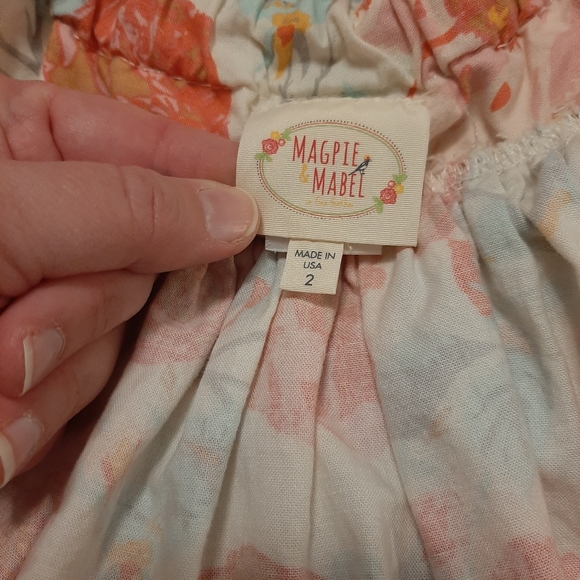 Magpie and Mabel Girls pink and green floral skirt. 2T Adorable - Picture 5 of 5